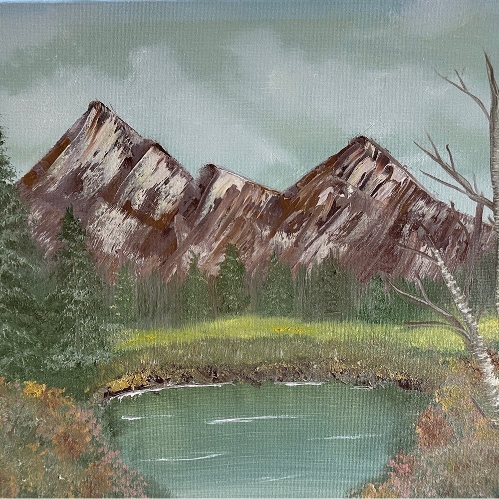 Serene Mountain Landscape Canvas Painting